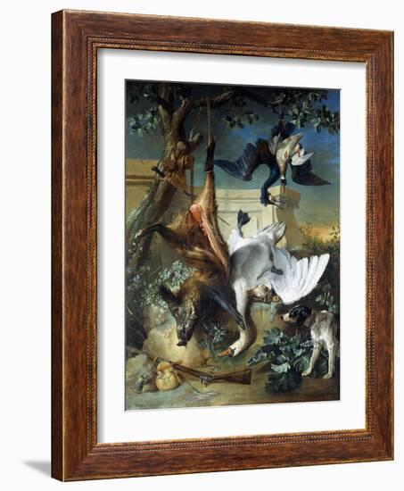 La Retour De Chasse': a Hunting Dog Guarding Dead Game-Jean-Baptiste Oudry-Framed Giclee Print