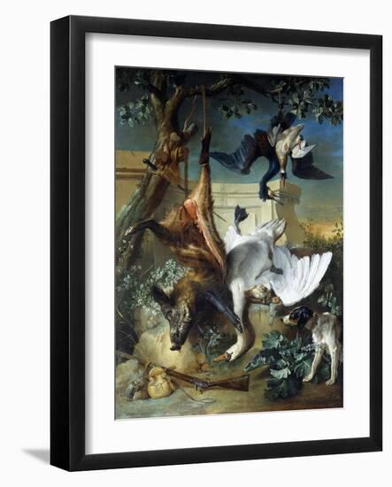 La Retour De Chasse': a Hunting Dog Guarding Dead Game-Jean-Baptiste Oudry-Framed Giclee Print