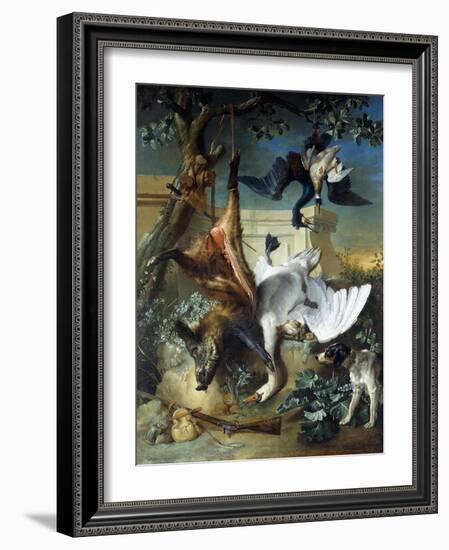 La Retour De Chasse': a Hunting Dog Guarding Dead Game-Jean-Baptiste Oudry-Framed Giclee Print