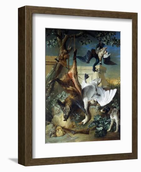 La Retour De Chasse': a Hunting Dog Guarding Dead Game-Jean-Baptiste Oudry-Framed Giclee Print