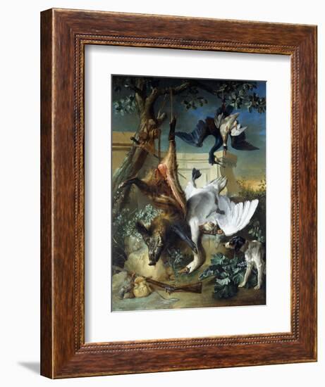 La Retour De Chasse': a Hunting Dog Guarding Dead Game-Jean-Baptiste Oudry-Framed Giclee Print