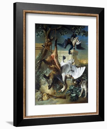 La Retour De Chasse': a Hunting Dog Guarding Dead Game-Jean-Baptiste Oudry-Framed Giclee Print