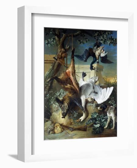 La Retour De Chasse': a Hunting Dog Guarding Dead Game-Jean-Baptiste Oudry-Framed Giclee Print