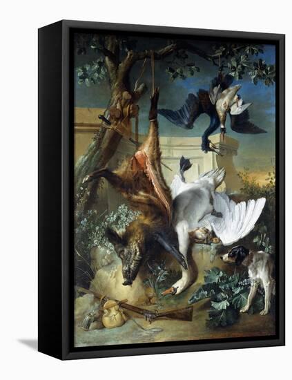 La Retour De Chasse': a Hunting Dog Guarding Dead Game-Jean-Baptiste Oudry-Framed Premier Image Canvas