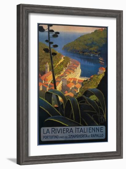 La Riviera Italienne: From Rapallo to Portofino Travel Poster - Portofino, Italy-Lantern Press-Framed Art Print