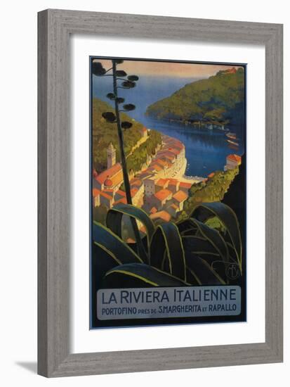 La Riviera Italienne: From Rapallo to Portofino Travel Poster - Portofino, Italy-Lantern Press-Framed Art Print