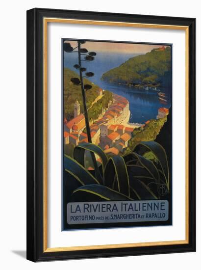 La Riviera Italienne: From Rapallo to Portofino Travel Poster - Portofino, Italy-Lantern Press-Framed Art Print