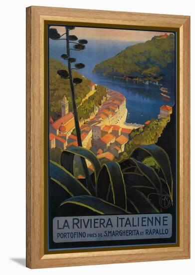 La Riviera Italienne: From Rapallo to Portofino Travel Poster - Portofino, Italy-Lantern Press-Framed Stretched Canvas