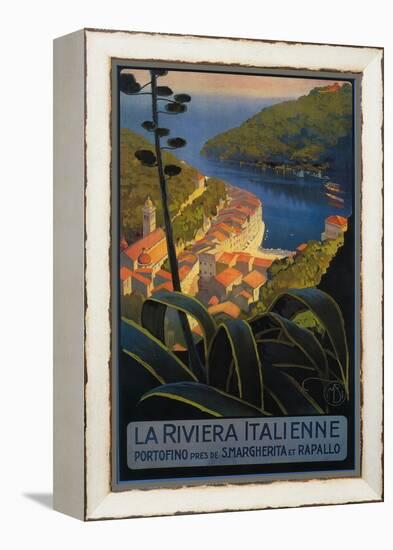 La Riviera Italienne: From Rapallo to Portofino Travel Poster - Portofino, Italy-Lantern Press-Framed Stretched Canvas