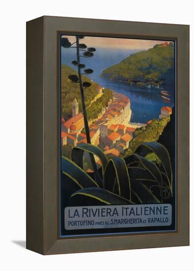 La Riviera Italienne: From Rapallo to Portofino Travel Poster - Portofino, Italy-Lantern Press-Framed Stretched Canvas