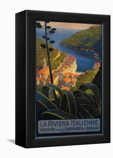 La Riviera Italienne: From Rapallo to Portofino Travel Poster - Portofino, Italy-Lantern Press-Framed Stretched Canvas