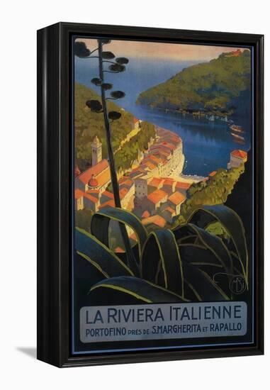 La Riviera Italienne: From Rapallo to Portofino Travel Poster - Portofino, Italy-Lantern Press-Framed Stretched Canvas