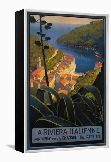 La Riviera Italienne: From Rapallo to Portofino Travel Poster - Portofino, Italy-Lantern Press-Framed Stretched Canvas