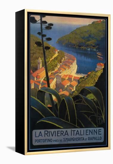 La Riviera Italienne: From Rapallo to Portofino Travel Poster - Portofino, Italy-Lantern Press-Framed Stretched Canvas