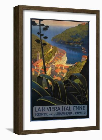 La Riviera Italienne: From Rapallo to Portofino Travel Poster - Portofino, Italy-Lantern Press-Framed Premium Giclee Print