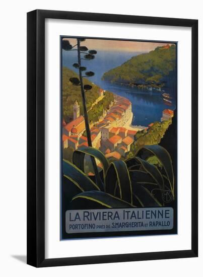 La Riviera Italienne: From Rapallo to Portofino Travel Poster - Portofino, Italy-Lantern Press-Framed Premium Giclee Print