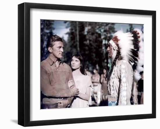 La Riviere by nos Amours THE INDIAN FIGHTER by Andre by Toth with Kirk Douglas, Elsa Martinelli and-null-Framed Photo