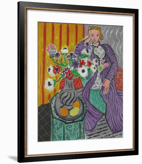 La Robe Violette et Anemones-Henri Matisse-Framed Art Print