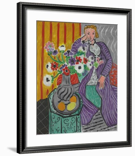 La Robe Violette et Anemones-Henri Matisse-Framed Art Print