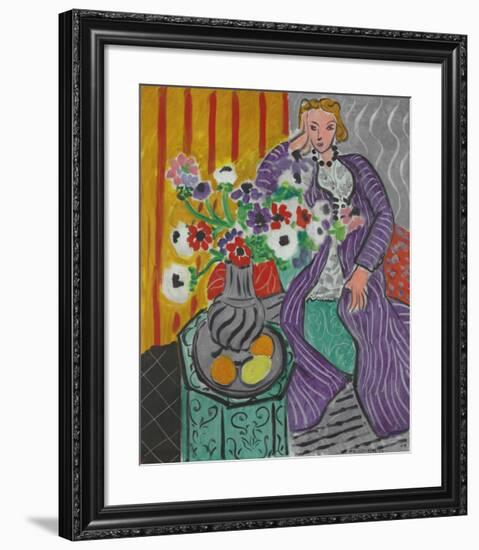 La Robe Violette et Anemones-Henri Matisse-Framed Art Print