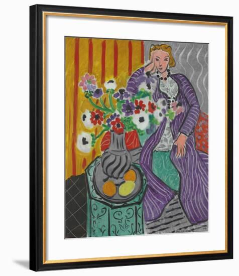 La Robe Violette et Anemones-Henri Matisse-Framed Art Print