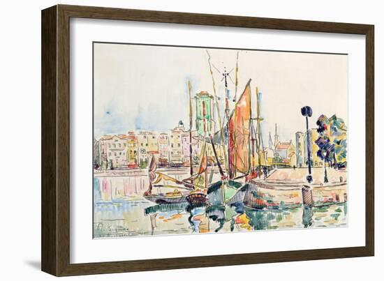 La Rochelle: Boats and Houses (W/C on Paper)-Paul Signac-Framed Giclee Print