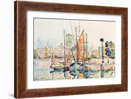 La Rochelle: Boats and Houses (W/C on Paper)-Paul Signac-Framed Giclee Print