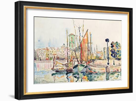 La Rochelle: Boats and Houses (W/C on Paper)-Paul Signac-Framed Giclee Print