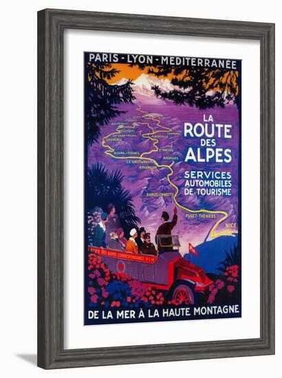 La Route Des Alpes Vintage Poster - Europe-Lantern Press-Framed Art Print