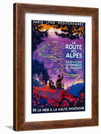 La Route Des Alpes Vintage Poster - Europe-Lantern Press-Framed Art Print