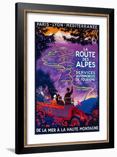 La Route Des Alpes Vintage Poster - Europe-Lantern Press-Framed Art Print