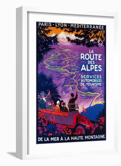 La Route Des Alpes Vintage Poster - Europe-Lantern Press-Framed Art Print