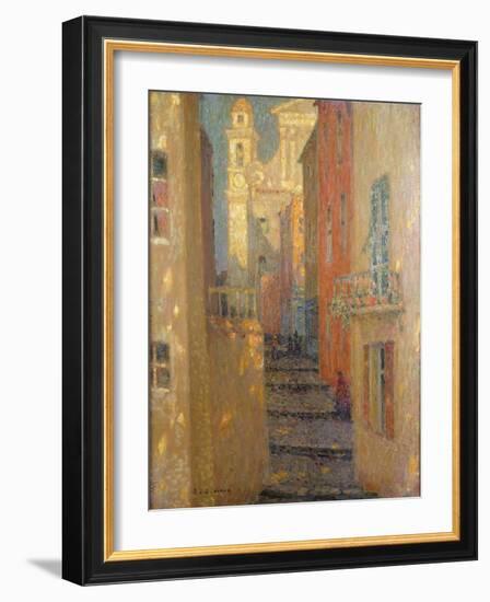 La Rue De L'Eglise-Henri Eugene Augustin Le Sidaner-Framed Giclee Print