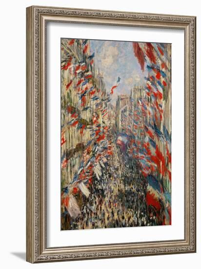 La Rue Montorgeuil, Paris, During the Celebrations of June 30, 1878-Claude Monet-Framed Giclee Print