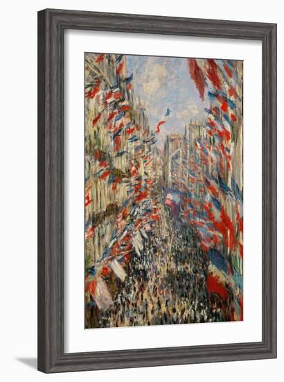 La Rue Montorgeuil, Paris, During the Celebrations of June 30, 1878-Claude Monet-Framed Giclee Print