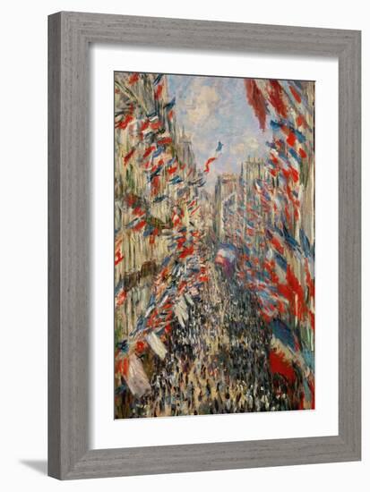 La Rue Montorgeuil, Paris, During the Celebrations of June 30, 1878-Claude Monet-Framed Giclee Print