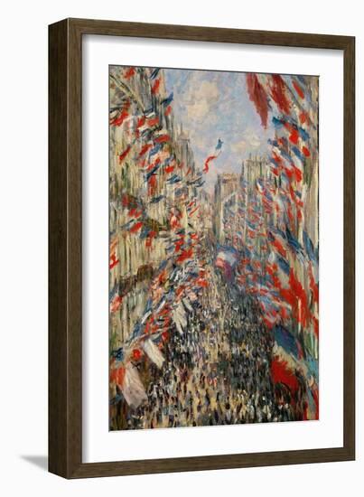 La Rue Montorgeuil, Paris, During the Celebrations of June 30, 1878-Claude Monet-Framed Giclee Print