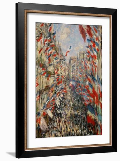 La Rue Montorgeuil, Paris, During the Celebrations of June 30, 1878-Claude Monet-Framed Giclee Print