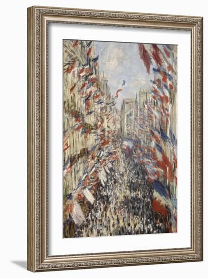 La Rue Montorgueil à Paris fête du 30 juin 1878-Claude Monet-Framed Giclee Print