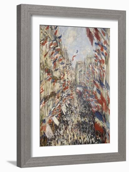 La Rue Montorgueil à Paris fête du 30 juin 1878-Claude Monet-Framed Giclee Print