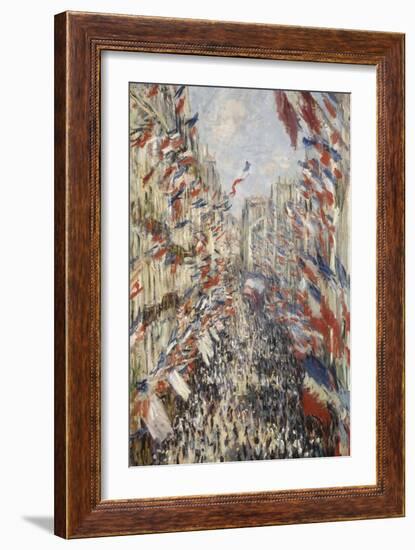 La Rue Montorgueil à Paris fête du 30 juin 1878-Claude Monet-Framed Giclee Print