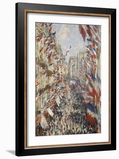 La Rue Montorgueil à Paris fête du 30 juin 1878-Claude Monet-Framed Giclee Print