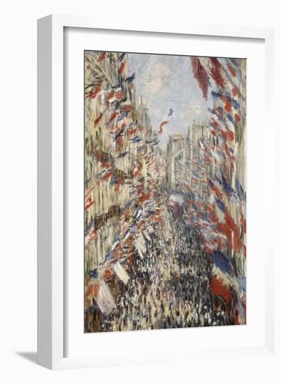 La Rue Montorgueil à Paris fête du 30 juin 1878-Claude Monet-Framed Giclee Print