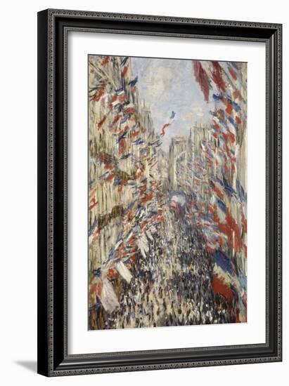La Rue Montorgueil à Paris fête du 30 juin 1878-Claude Monet-Framed Giclee Print