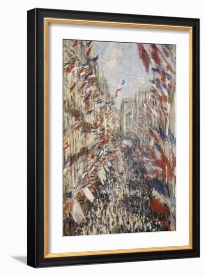 La Rue Montorgueil à Paris fête du 30 juin 1878-Claude Monet-Framed Giclee Print