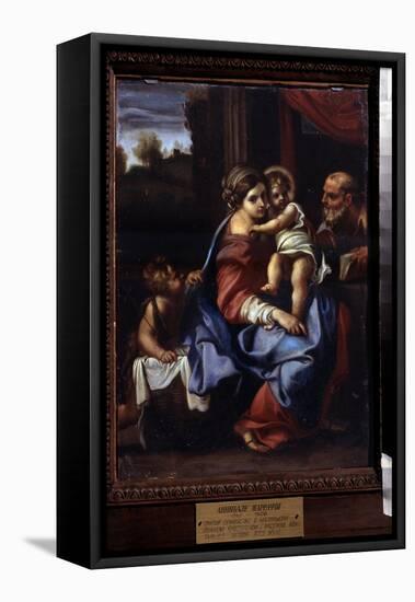 La Sainte Famille Avec Saint Jean Baptiste Enfant. Peinture De Annibale Carracci (Annibal Carrache,-Annibale Carracci-Framed Premier Image Canvas