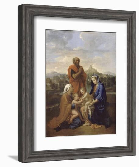 La Sainte Famille avec saint Jean, sainte Elisabeth et saint Joseph priant-Nicolas Poussin-Framed Giclee Print