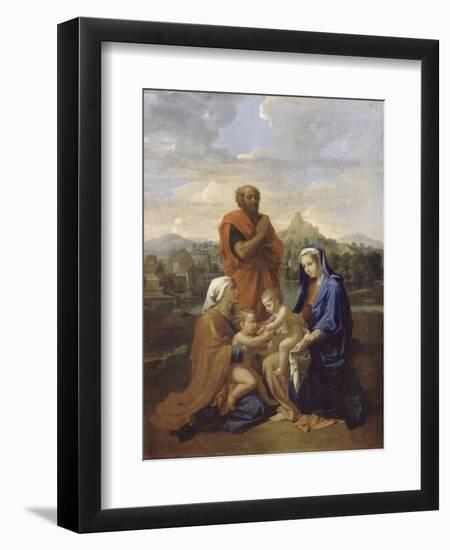 La Sainte Famille avec saint Jean, sainte Elisabeth et saint Joseph priant-Nicolas Poussin-Framed Giclee Print