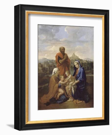 La Sainte Famille avec saint Jean, sainte Elisabeth et saint Joseph priant-Nicolas Poussin-Framed Giclee Print