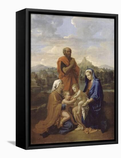 La Sainte Famille avec saint Jean, sainte Elisabeth et saint Joseph priant-Nicolas Poussin-Framed Premier Image Canvas